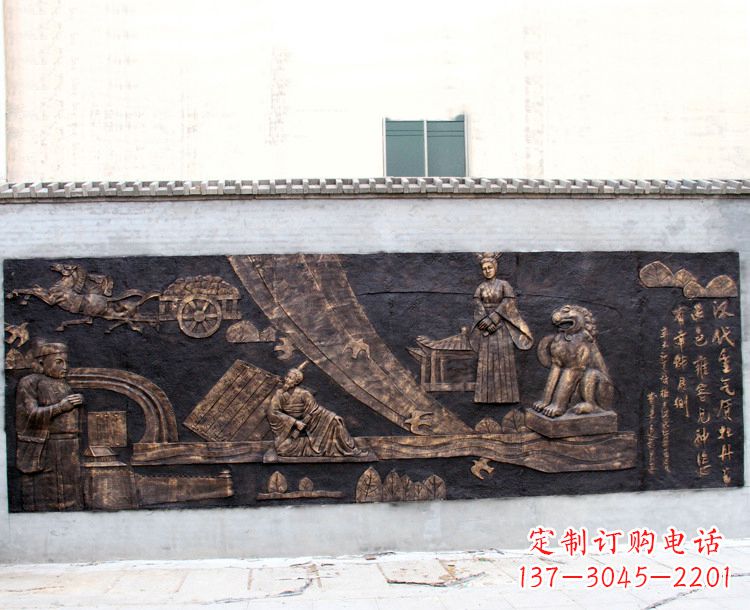 甘肃“汉代重气质,牡丹留正色”中国传统文化浮雕壁画,玻璃钢仿铜园林墙壁装饰壁画