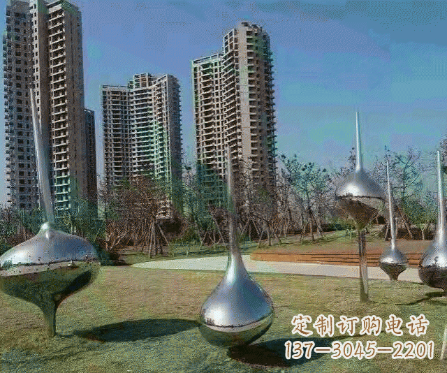 甘肃小区不锈钢抽象陀螺雕塑