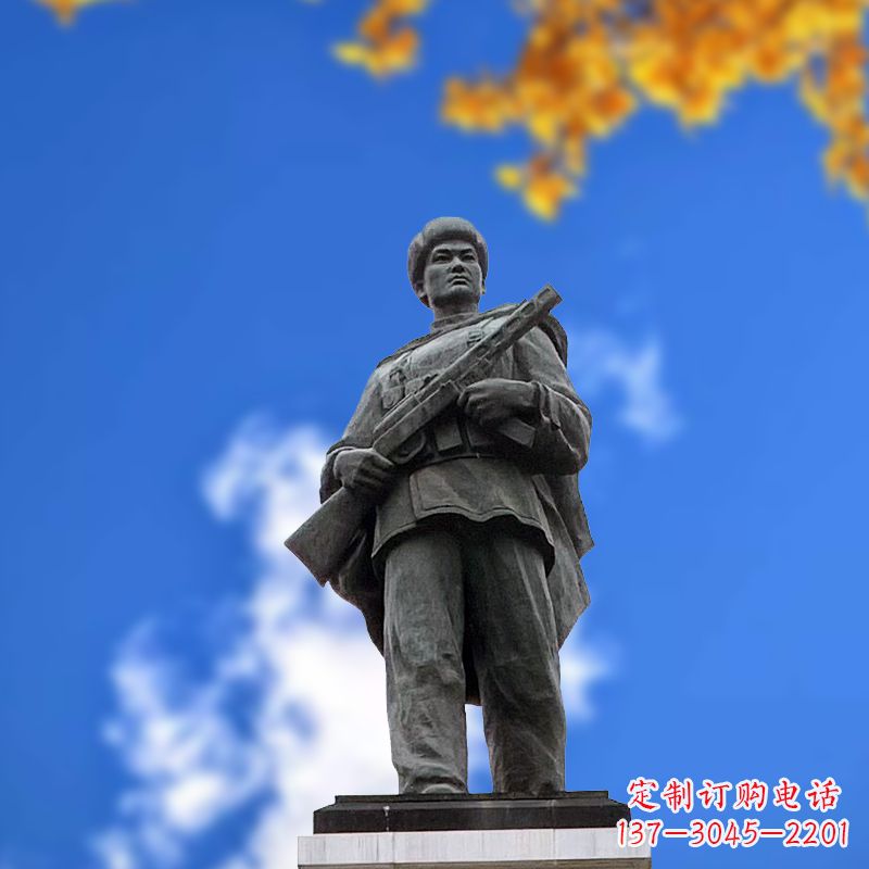 甘肃中国著名抗战英雄人物邱少云石雕塑像