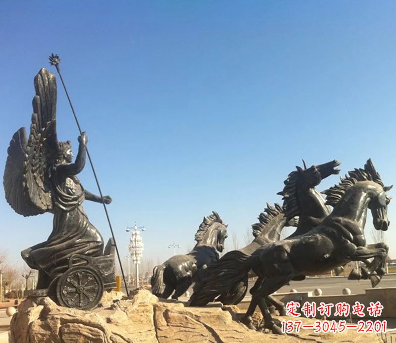 甘肃阿波罗战车小区景观铜雕 (3)