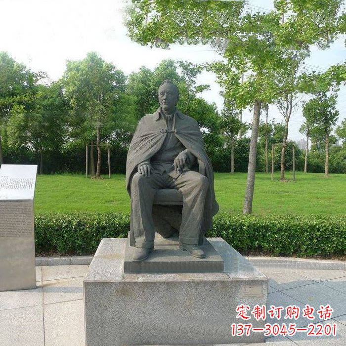 甘肃爱迪生坐姿雕塑-公园铸铜世界名人世纪伟人雕像