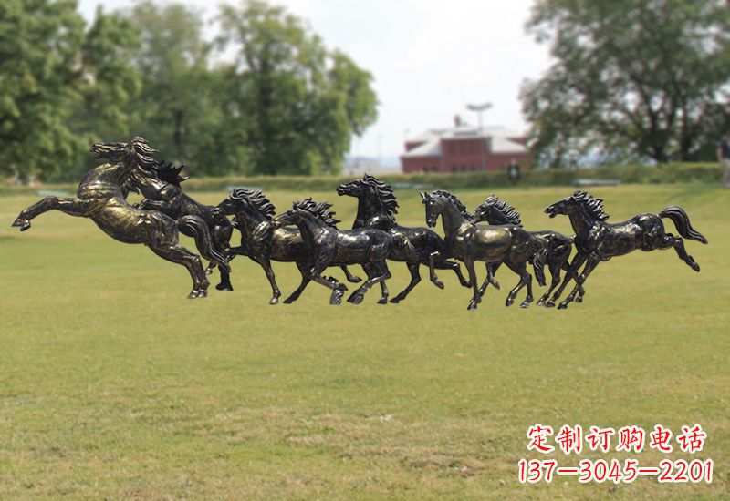 甘肃八骏图八匹马群铜雕