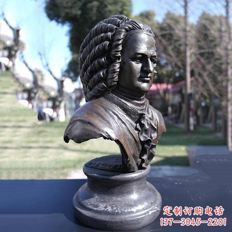 甘肃巴赫头像铜雕德古巴洛克时期作曲家胸像雕刻