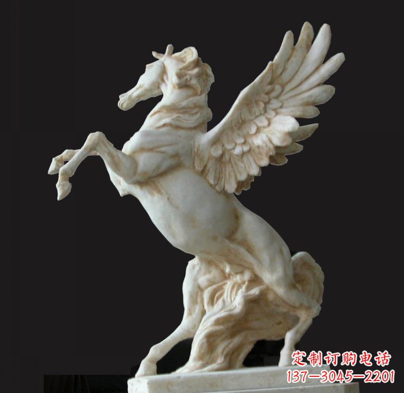 甘肃白色飞马艺术石雕