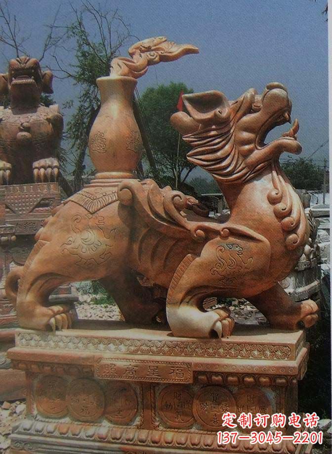 甘肃古典麒麟大理石雕塑