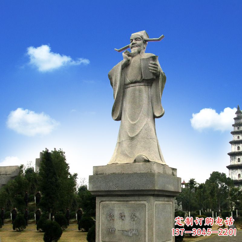 甘肃欧阳修青石雕像,经典文学精髓