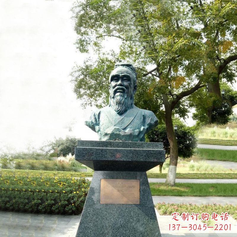 甘肃扁鹊石雕头像-公园中国古代十大名医历史著名医学人物雕塑