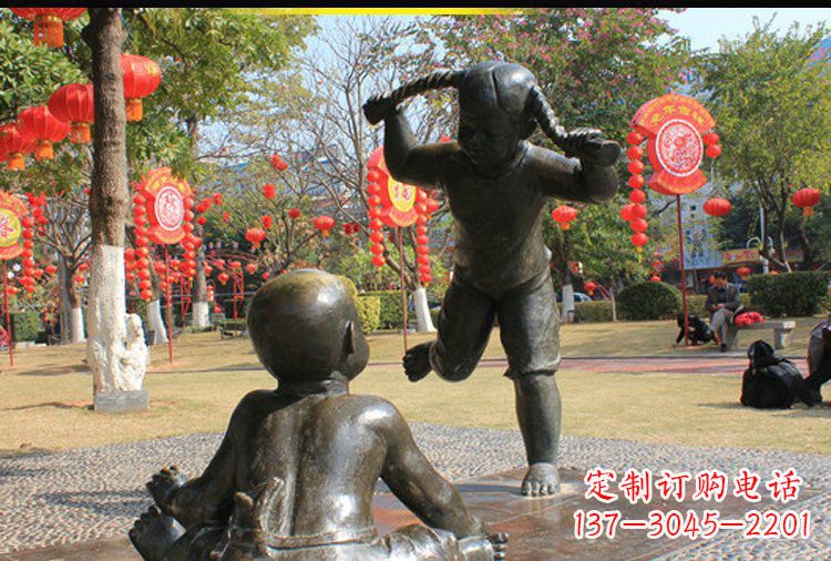 甘肃表演的儿童公园人物铜雕塑