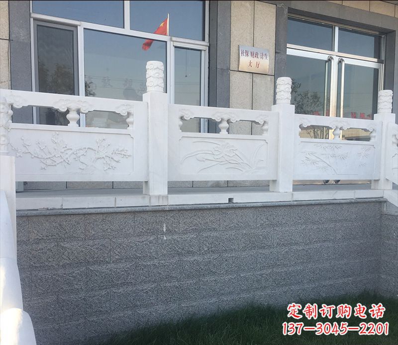 甘肃别墅汉白玉栏板景观石雕 (2)
