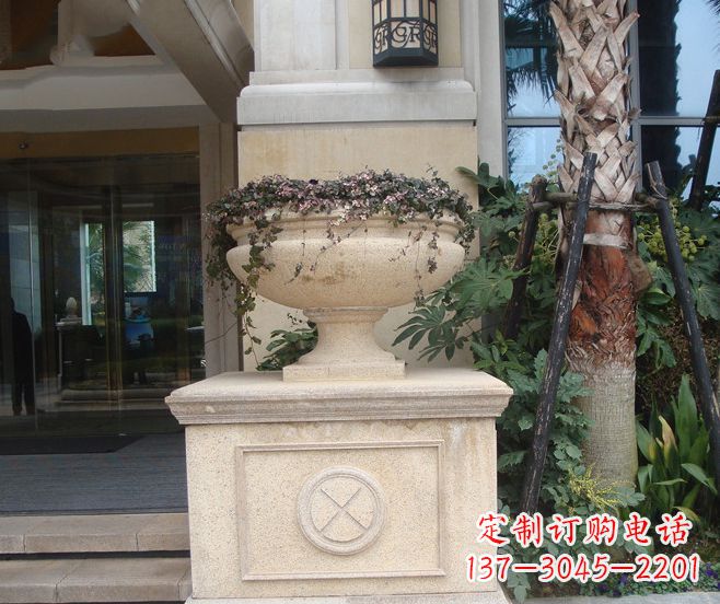 甘肃精美大理石花盆,给您的家增添独特的色彩