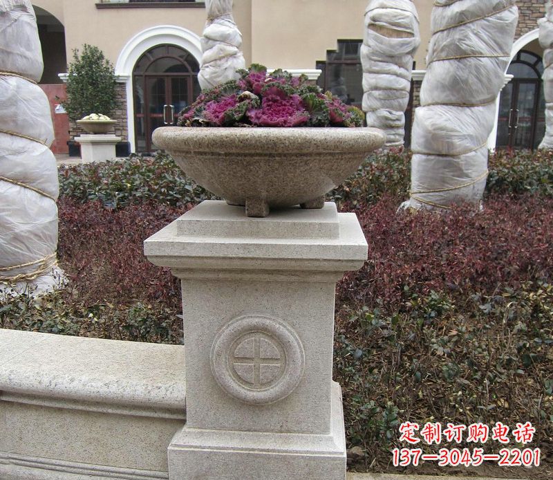 甘肃精美大理石花盆,给你的家居添彩