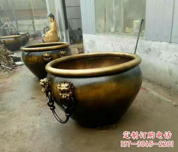 甘肃精致的铜制家居摆件——水缸铜雕塑