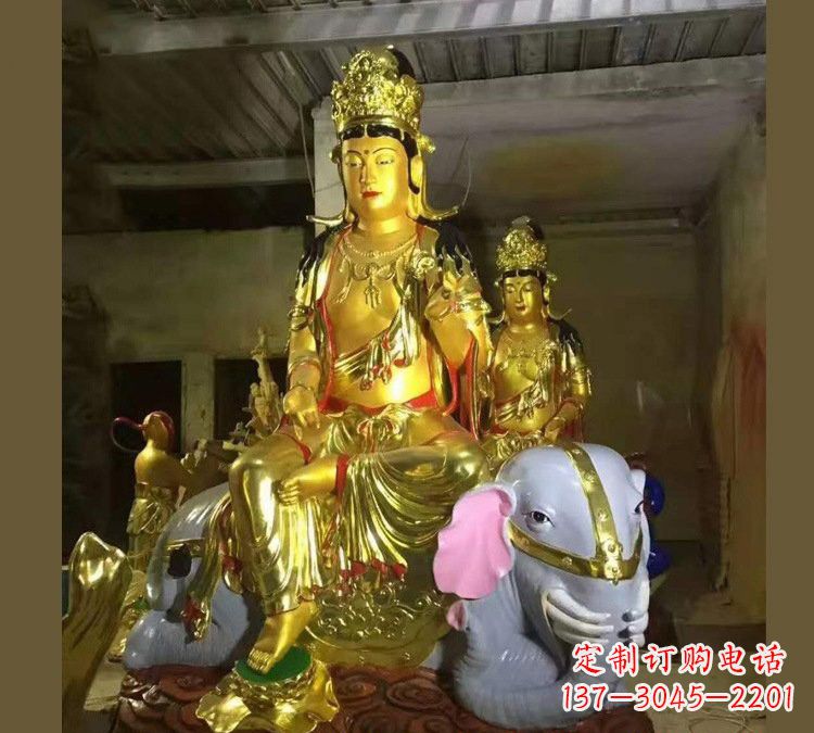 甘肃玻璃钢乘大象的普贤菩萨雕塑