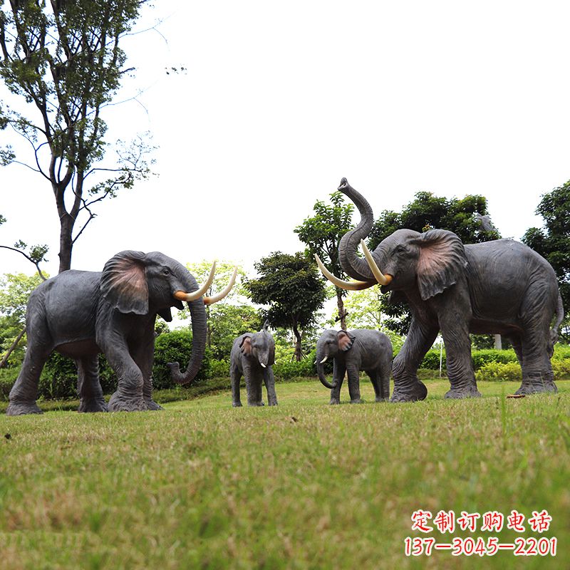 甘肃玻璃钢大象雕塑传承古老文化,点缀园林景观