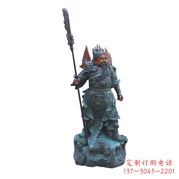 甘肃玻璃钢仿铜彩绘关公像精美雕塑艺术品