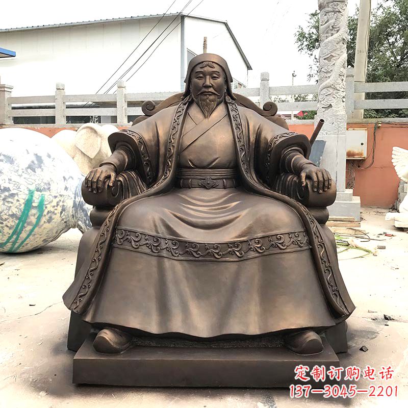 甘肃成吉思汗玻璃钢仿铜雕塑