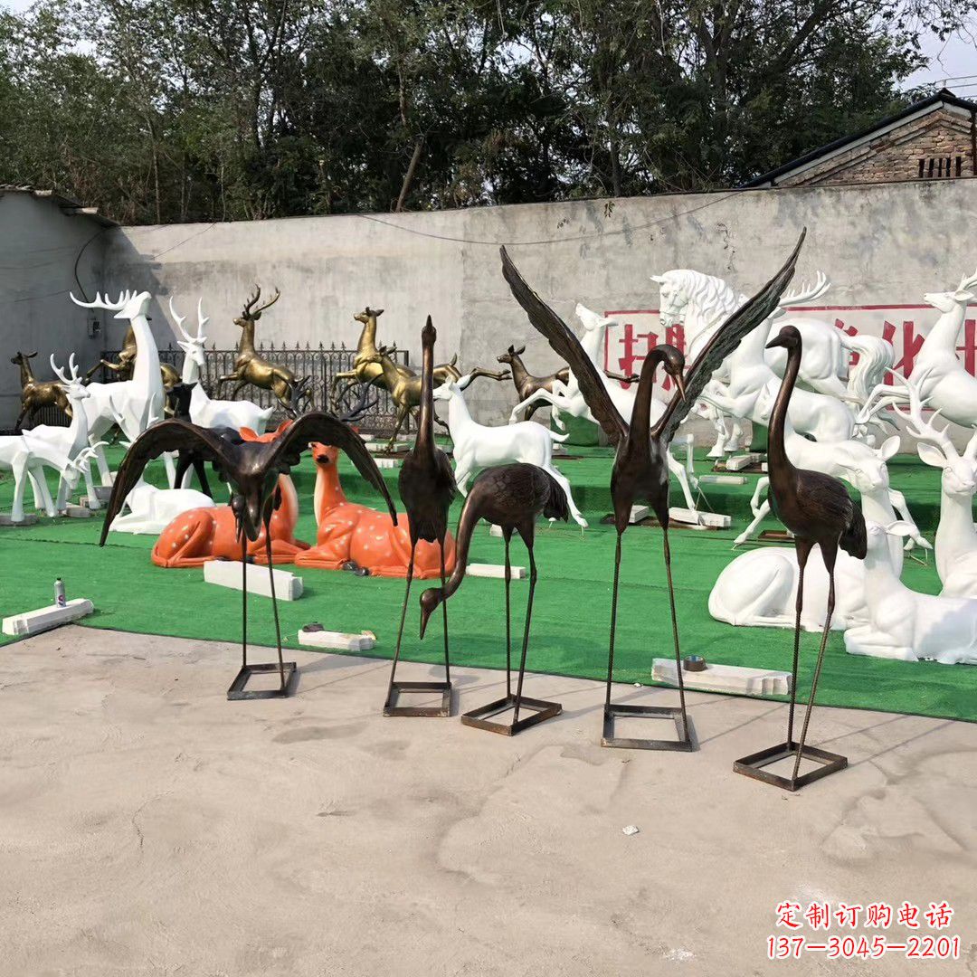 甘肃仙鹤玻璃钢雕塑精致美丽的艺术品