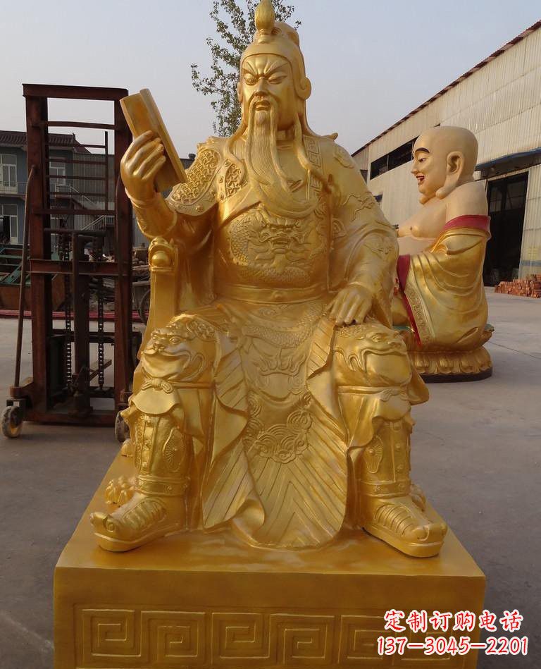 甘肃玻璃钢仿铜关公雕塑——传承春秋精神