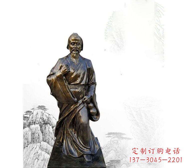 甘肃玻璃钢仿铜华佗雕塑