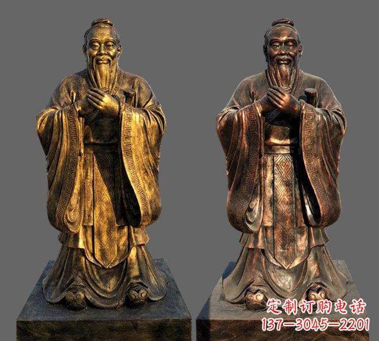 甘肃玻璃钢仿铜孔子校园名人