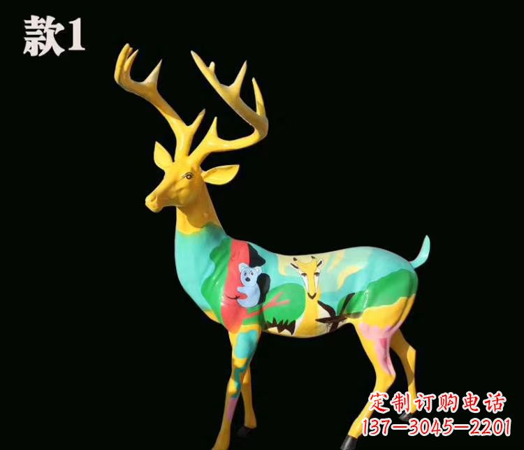 甘肃玻璃钢梅花鹿雕塑