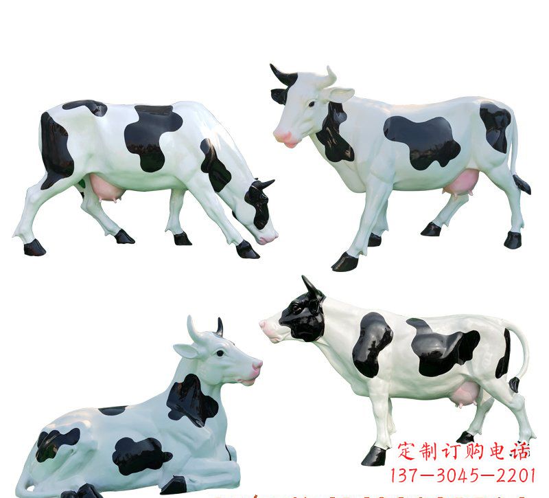 甘肃玻璃钢仿真奶牛雕塑精美的艺术品