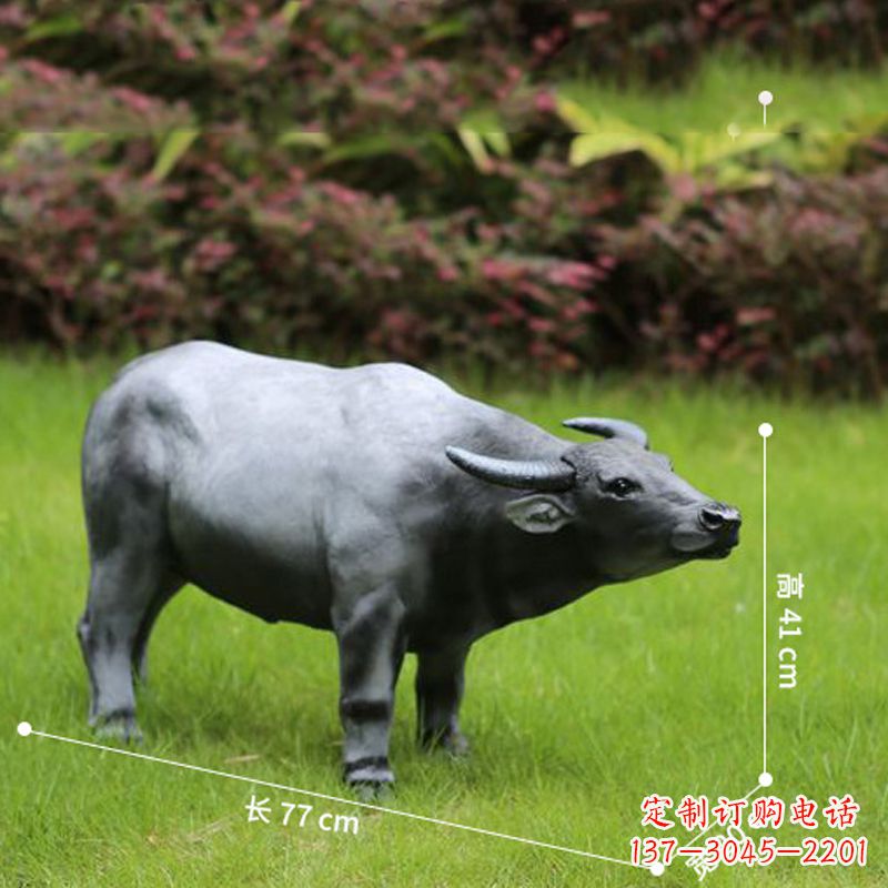 甘肃玻璃钢仿真水牛雕塑——点缀公园草坪