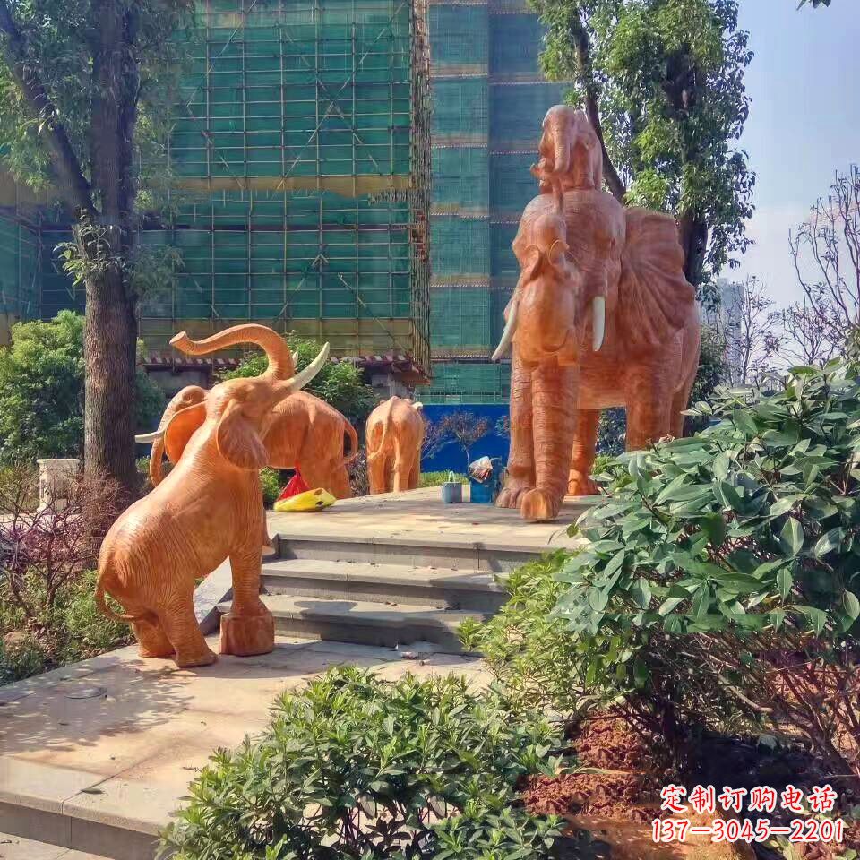 甘肃玻璃钢卡通大象雕塑-小区园林动物景观雕塑