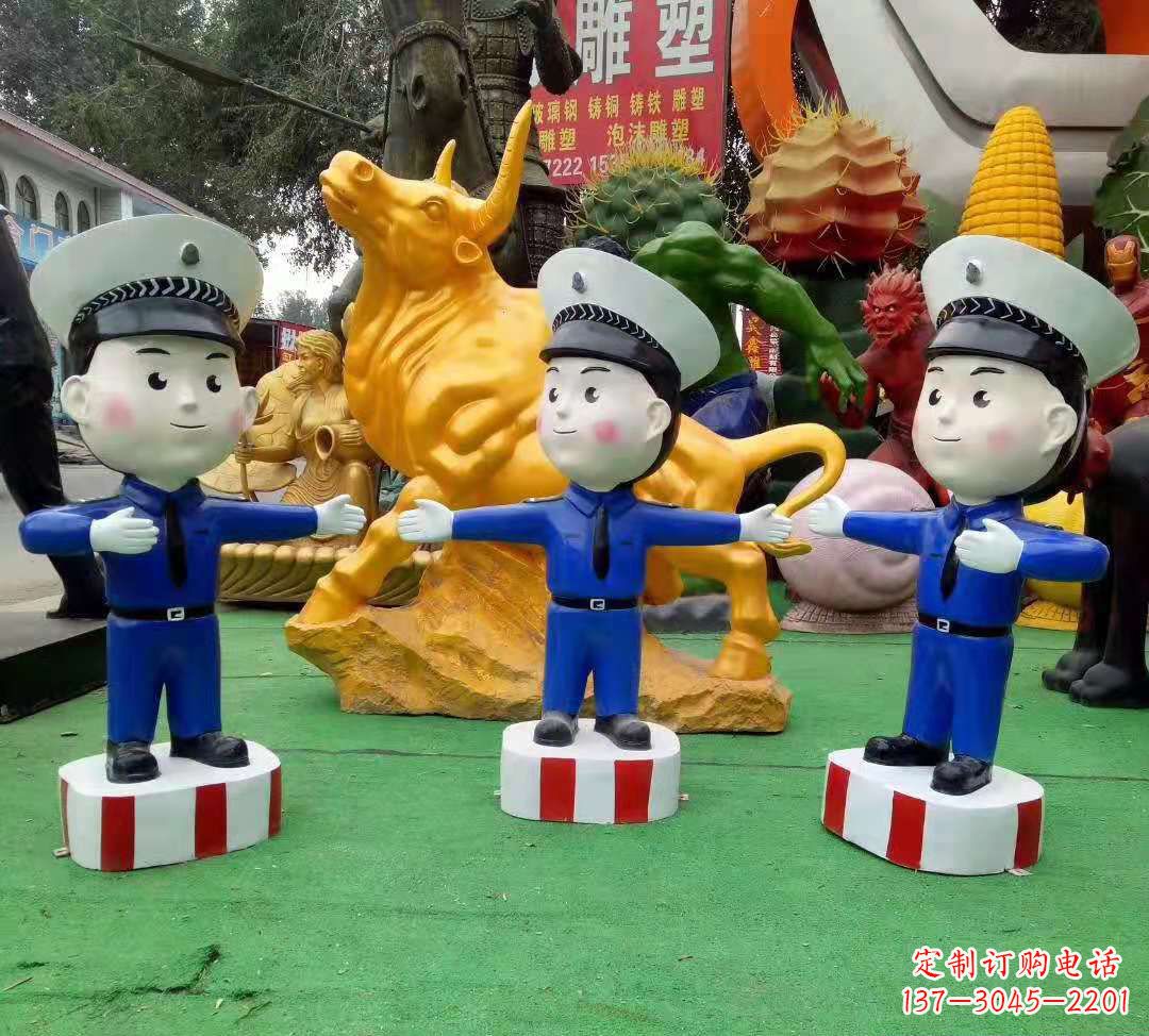甘肃玻璃钢制作的交通警察雕塑