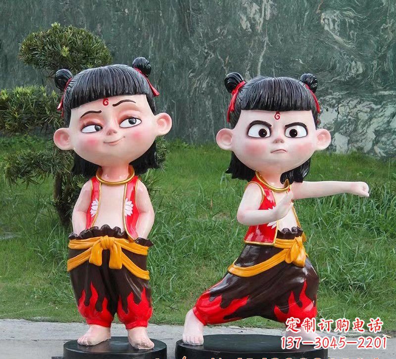 甘肃哪吒玻璃钢卡通人物雕塑的象征