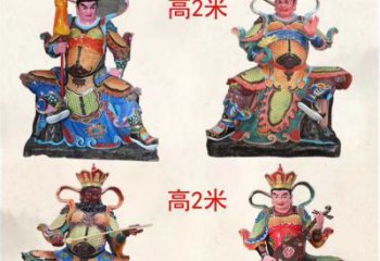 甘肃玻璃钢彩绘四大天王雕塑宏伟壮观的艺术珍品