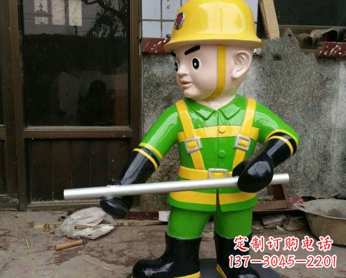 甘肃玻璃钢消防员雕塑——让爱与勇气永恒