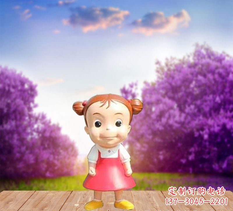 甘肃精美玻璃钢卡通小女孩雕塑