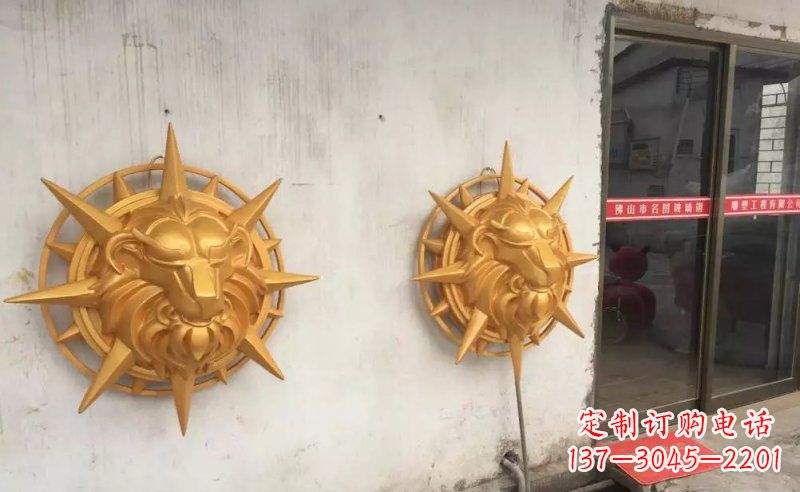 甘肃玻璃钢狮子头雕塑——精美景观装置