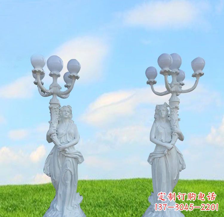 甘肃美女雕塑玻璃钢西方美女路灯的艺术精髓