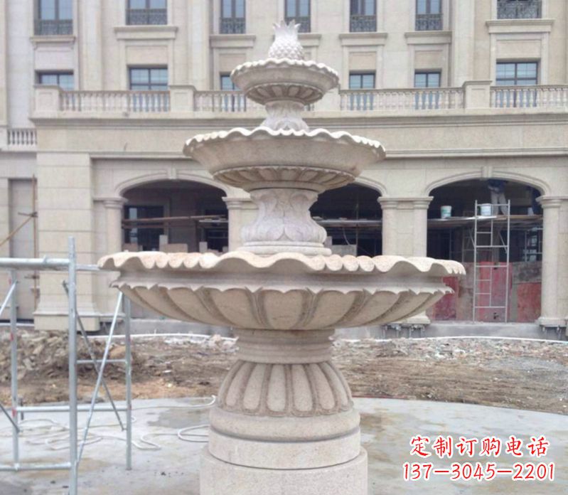 甘肃菠萝多层喷泉石雕——精美而多变的艺术品