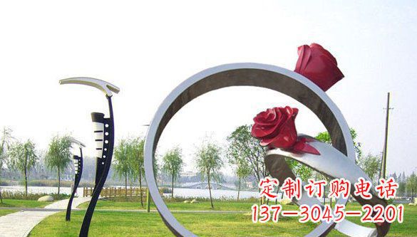 甘肃不锈钢爱情戒指浪漫雕塑艺术