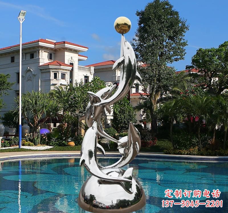 甘肃不锈钢海豚雕塑精美绝伦