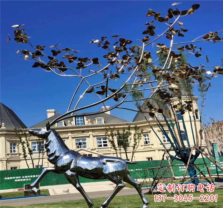 甘肃不锈钢别墅梅花鹿雕塑