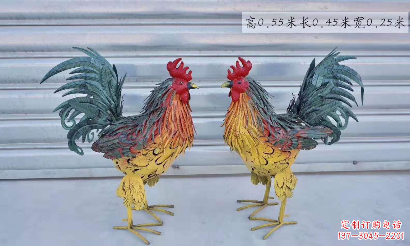 甘肃不锈钢彩绘公鸡雕塑——景观雕塑的精彩绽放