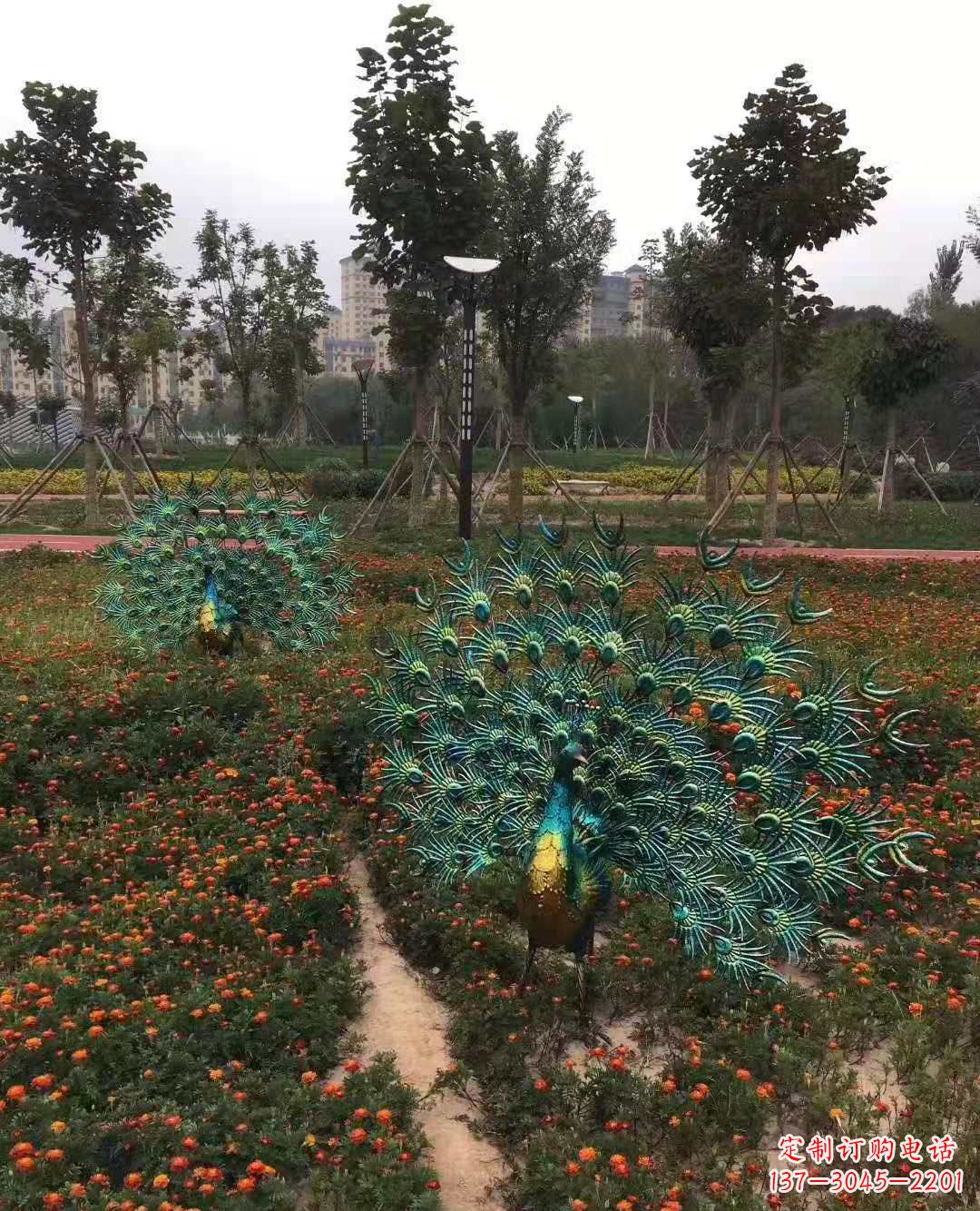 甘肃不锈钢彩绘孔雀雕塑