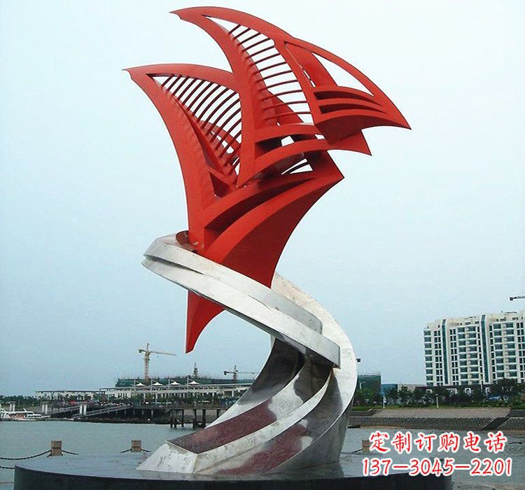 甘肃不锈钢彩色帆船雕塑