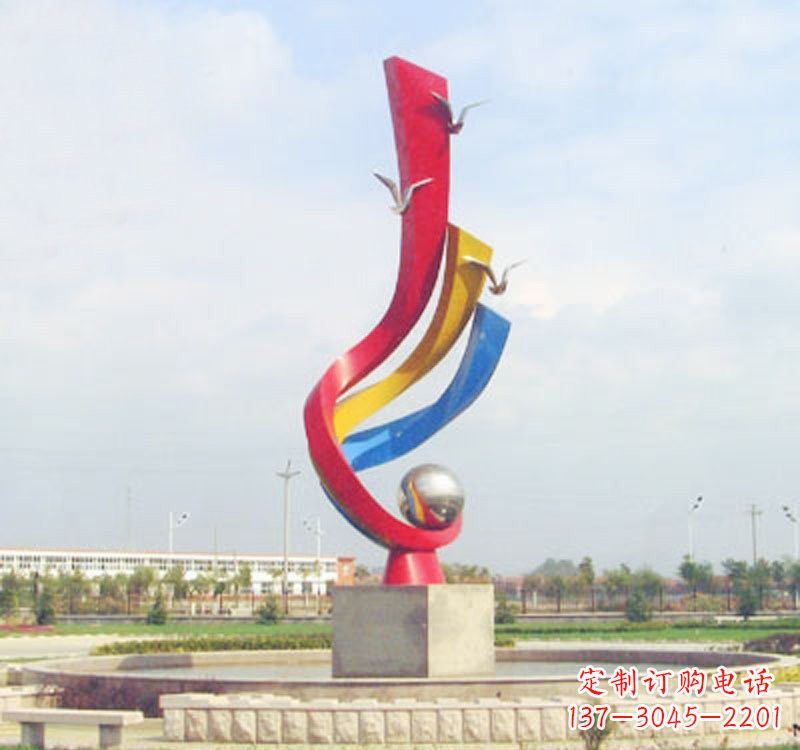 甘肃不锈钢彩色海鸥海浪雕塑——美丽传承