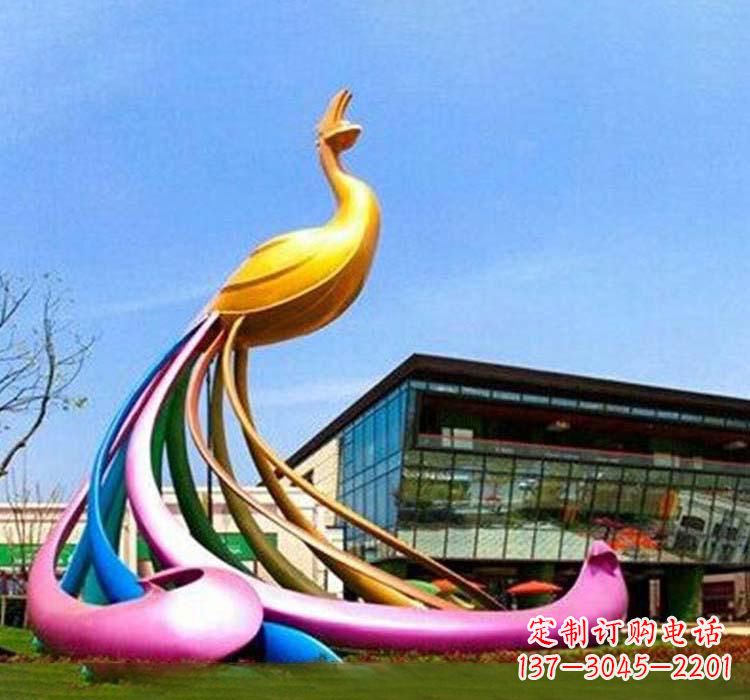 甘肃不锈钢彩色孔雀雕塑——美轮美奂的艺术精品