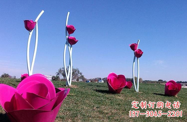 甘肃不锈钢彩色玫瑰雕塑艺术精美的象征