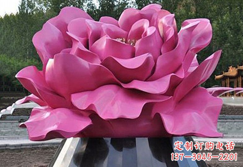 甘肃不锈钢彩色牡丹花雕塑美丽的艺术品