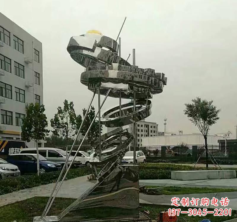 甘肃不锈钢戒指雕塑——点缀城市美景