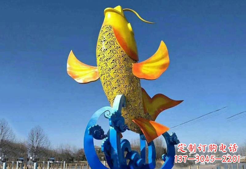 甘肃不锈钢鲤鱼雕塑——城市的一道风景线