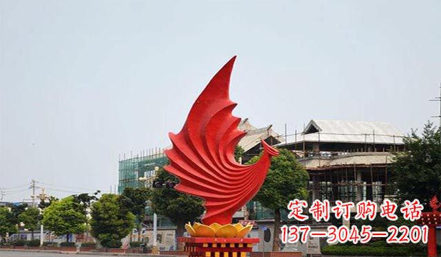 甘肃不锈钢凤凰雕塑象征着城市繁荣