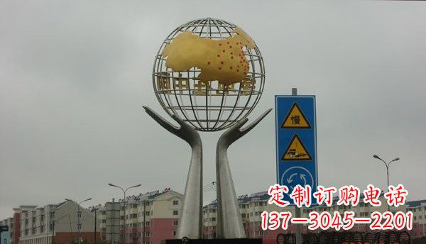 甘肃不锈钢城市景观中的地球雕塑